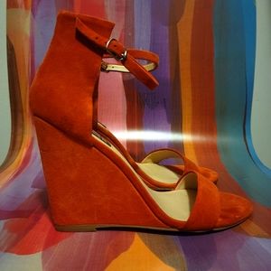Salmon/Orange Wedges Sandals Size 8